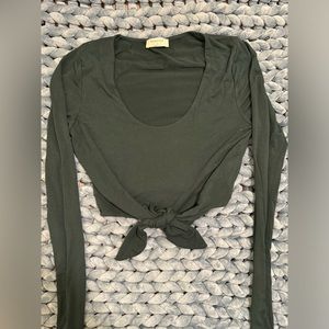 Dark forest green babaton crop top tie front size small